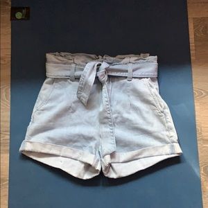 High waisted paper bag style light Demi shorts